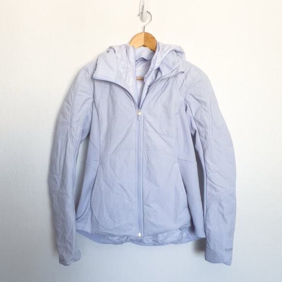 Lululemon Jacket Sz 8 Full Zip Puffer Detachable Hood Zip Pastel Blue W4BT6S - Picture 1 of 10